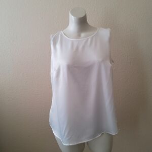 Kasper Silky Satin Tank Top Size 1X Ivory White
